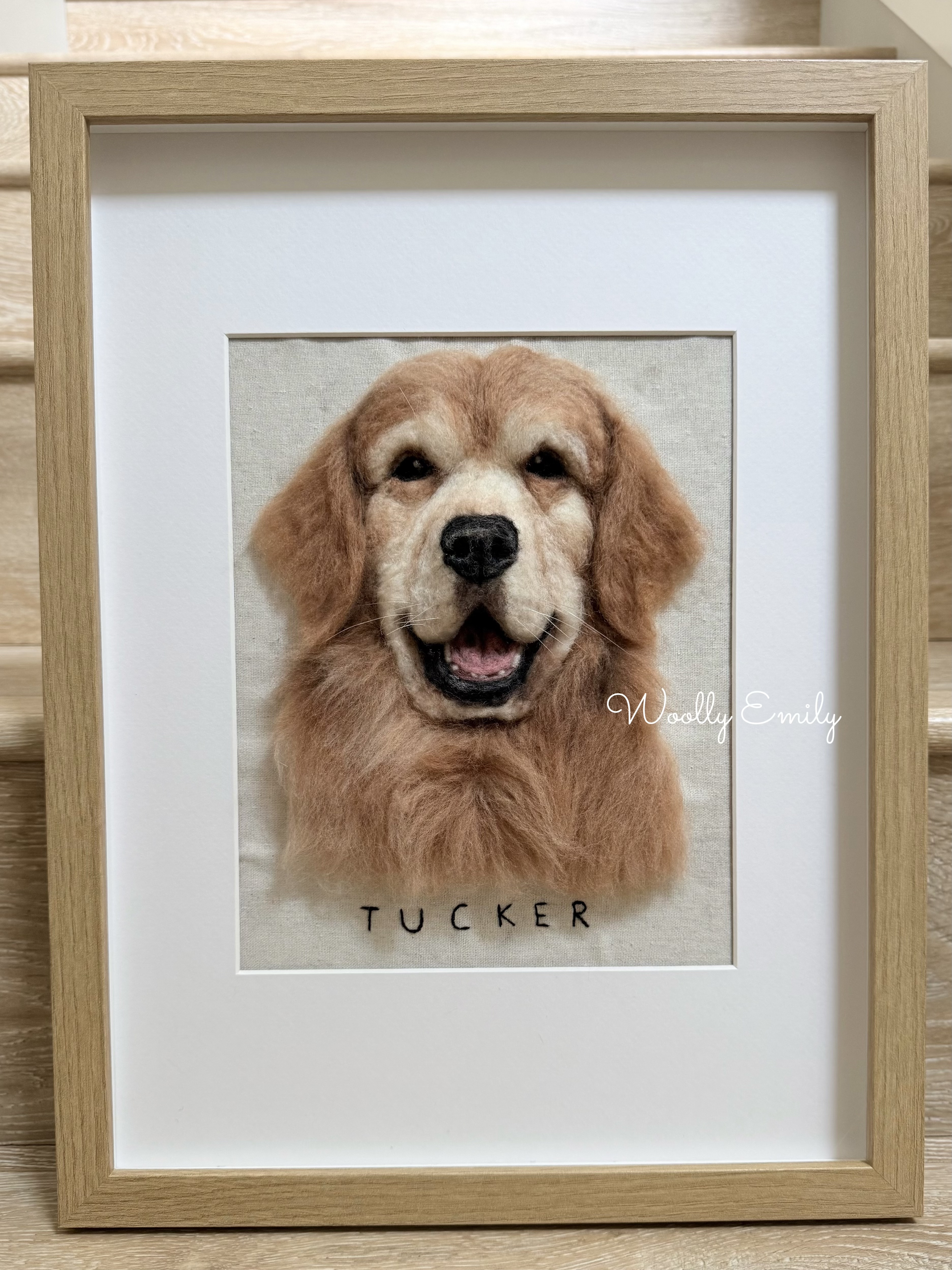 Handcrafted wool pet portrait by Woolly Emily
